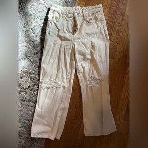 Cream cropped jeans